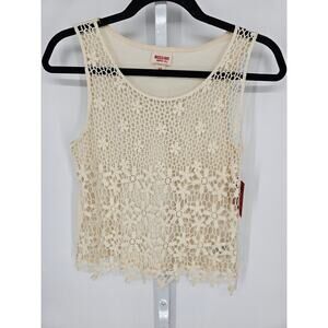 Mossimo Supply Co. Women's Cream Round Neck Sleeveless Designed Top Size S/P